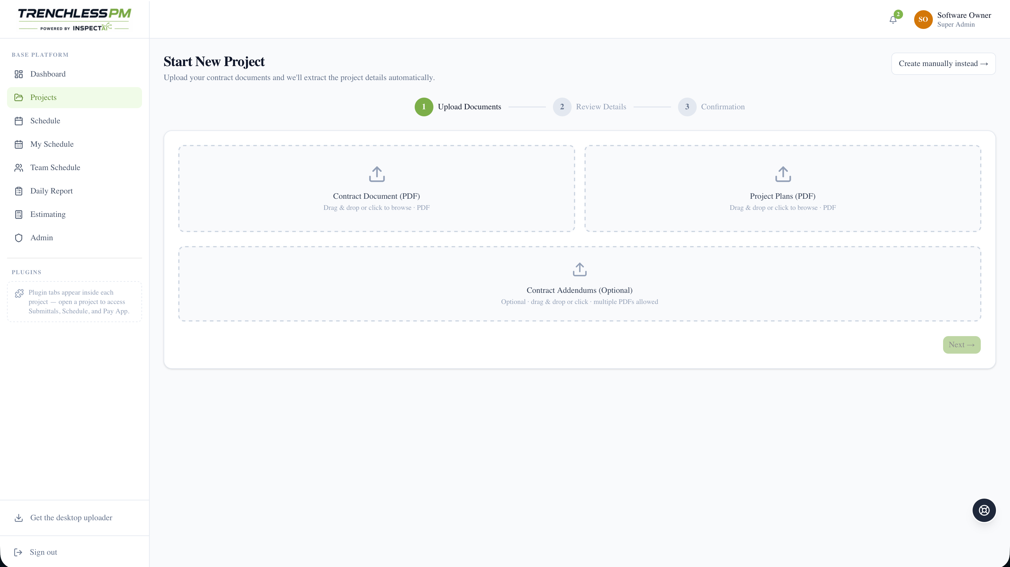 InspectAI contract upload and extraction